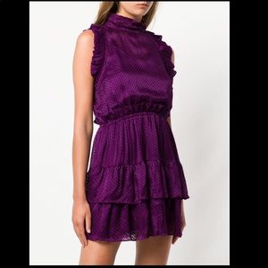 Farfetch - Purple IRO ruffle trim jacquard Dress